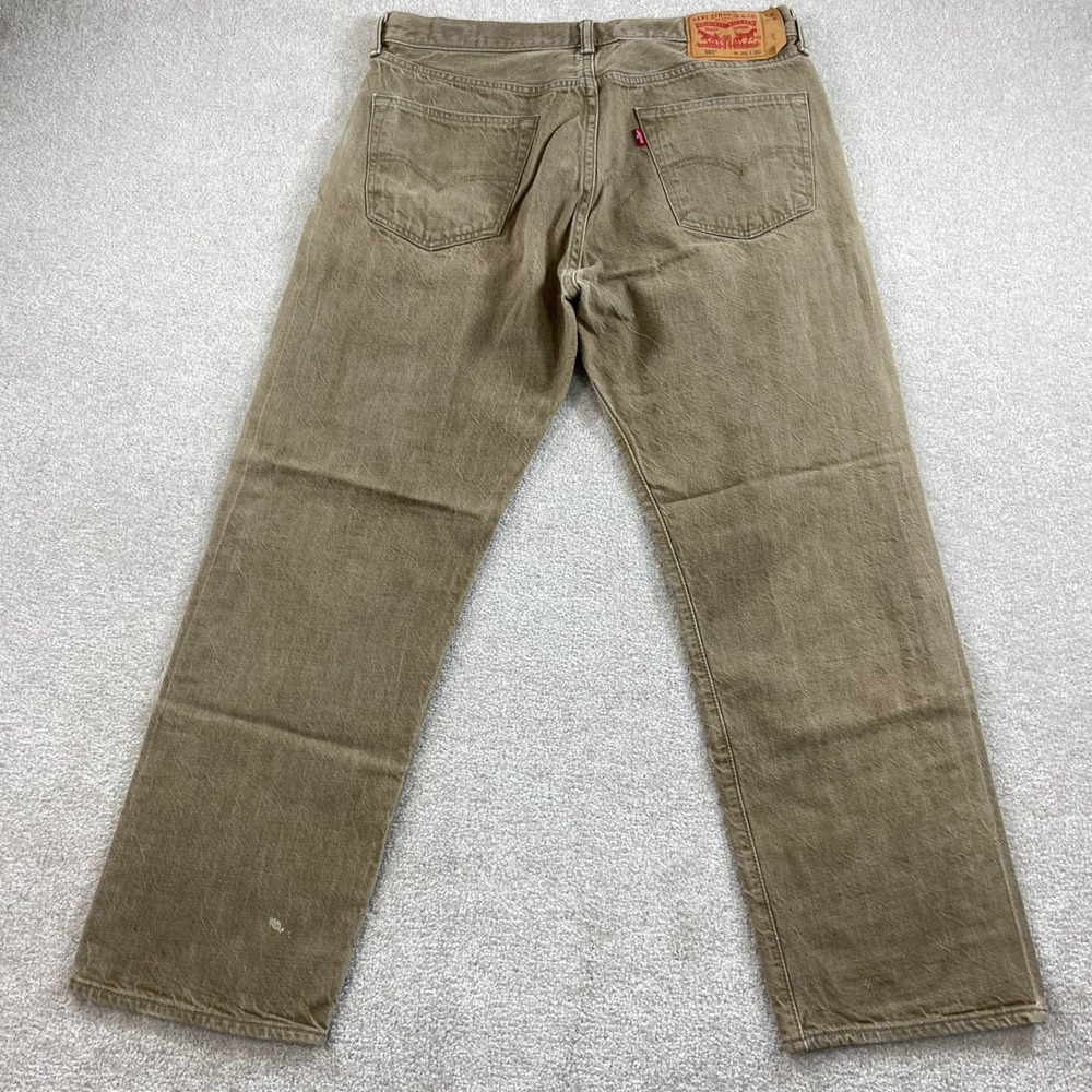 Levis 501 Jeans Men 36x30 (Fits 35x28) Brown White Oak Cone Denim Button Fly
